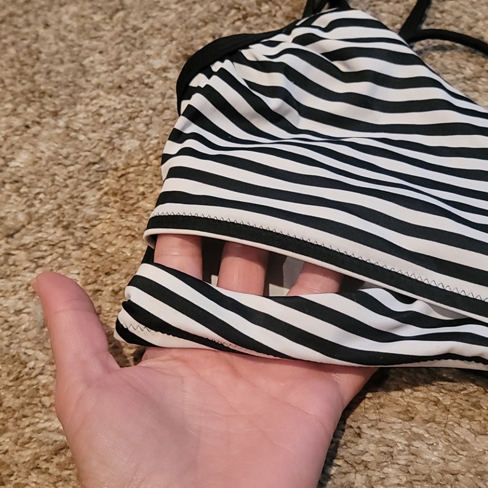 PINK Victoria's Secret Black and White Striped Bikini Top - Picture 4 of 4